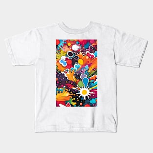 splash colors fabric pattern graphic illustration design by ironpalette Kids T-Shirt